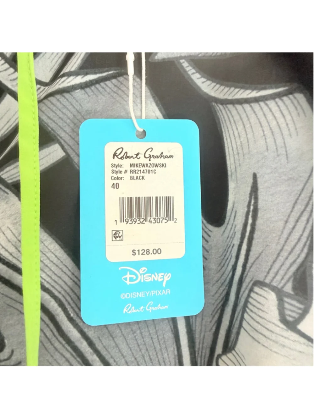 Men's Robert Graham Pixar Swim Trunks XL Black White Tropical Print